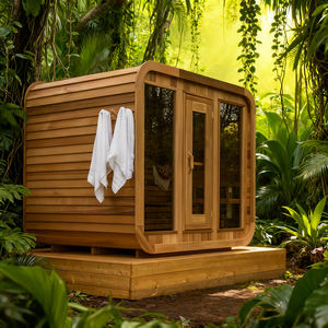 غرفة ساونا تقليدية خشبية من خشب الأرز تتسع لـ 6 أشخاص، غرفة ساونا جافة بالبخار مع تحكم ذكي، ساونا خارجية على شكل برميل - Product Image 5