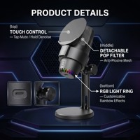Micrófono de Condensador USB Profesional M9 con Cápsula de 14 mm, Silenciador Sensible al Tacto y Luz RGB, Micrófono para Juegos para PS5, PC y Streaming