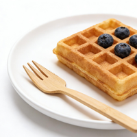 Ustensile jetable en bambou écologique, biodégradable, compostable, sans danger pour les aliments, à lame ondulée simple, pour hôtels, buffets, traiteurs et fêtes