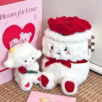 Nouvel ours en peluche tenant une rose pour la Saint-Valentin, bouquet de mariage, cadeau d'anniversaire, polyester, vente en gros