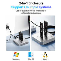 Station d'accueil pour SSD NVMe M.2 2280 double baie 20 Gbit/s EC-6605Pro avec clonage hors ligne et boîtier de disque dur USB 3.2 Type-C PD20W