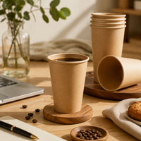 Gobelet jetable en kraft durable avec revêtement en PE, compatible micro-ondes, idéal pour les buffets de petit-déjeuner d'hôtel et la restauration