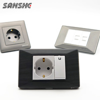 Interruptores de Luz de Pared de Lujo SANSHE CE Tipo 118 y Tomas de Corriente Universales Alemanas Schuko con Salidas de Datos RJ11 RJ45 para Decoración del Hogar
