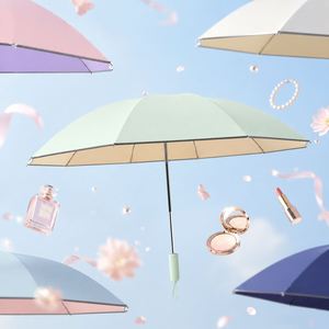 Parapluie pliant inversé personnalisé avec logo, revêtement coloré, ouverture automatique, compact, coupe-vent, pour voyage, soleil et pluie, pour femme, marque de qualité - Product Image 1