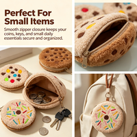 Porte-monnaie en peluche Cookie, mignon et moelleux, portable, en forme de chocolat, mini pochette fantaisie pour femmes et hommes