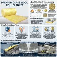 Lembaran Insulasi Glasswool Berlapis Foil Ketebalan 50mm dengan Desain Modern untuk Bangunan Pracetak