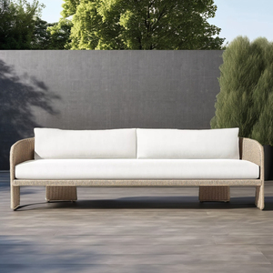 Bộ Sofa Liễu Gai Ngoài Trời Thiết Kế Mới 2022 Bộ Sofa Sân Vườn Hiện Đại Bộ Bàn Cà Phê Gỗ Tếch Bộ Vườn Mây - Product Image 2