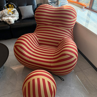 Fauteuils de salon de style italien, ergonomiques et compressibles, type « Mama's Hug », canapé paresseux avec ottoman rond