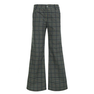 Pantalon décontracté en toile écologique respirante à carreaux, coupe ample classique vintage, braguette boutonnée, devant plat, taille basse - Product Image 6