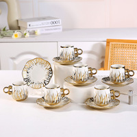 Ensembles de tasses à café en céramique galvanisée de vente chaude ensemble de tasses à thé arabes de 6 pièces petite tasse à expresso et soucoupe coffret cadeau