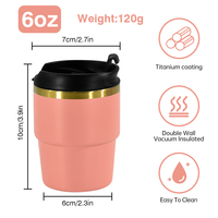 Gobelet isotherme en acier inoxydable pour voiture, mini, 6 oz, avec revêtement en titane personnalisé, double paroi, isolation sous vide, bouteille d'eau en métal