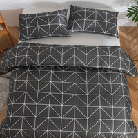 Parure de lit trois pièces en sergé de fibres synthétiques brossées imprimées, style minimaliste moderne, pour le marché international des textiles de maison