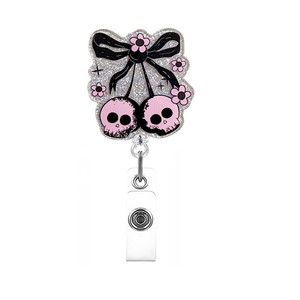 New cross-border Halloween skull glitter acrylic easy-pull <b>buckle</b> with back <b>clip</b>, pumpkin retractable badge scroll <b>buckle</b> - Product Image 5
