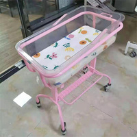 Lit d'hôpital mobile ABS pour bébé, berceau médical, chariot pour nouveau-né avec panier de rangement