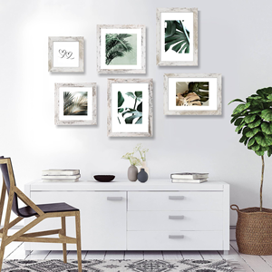 Cadre <span class=keywords><strong>photo</strong></span> rectangulaire en bois Hongkee 5x7 avec verre, finition blanc vieilli, fixation murale/sur table, lot de 1 - Product Image 2