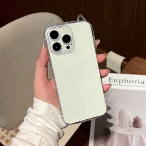Coque de téléphone portable transparente en TPU premium avec oreilles de chat, fine, antichute, protection intégrale de l'objectif - Product Image 1