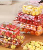 Gestapelde Wegwerp Doorzichtige Pet/Pla-Voedselcontainer Verdikte Plastic Clamshell Fruitverpakkingsdoos Met Scharnierend Deksel