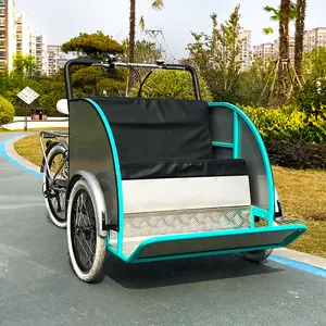 عربة سيارة أجرة Pedicab مع فرامل بكرة خلفية ، عربة أمامية ، عربة سيارات تعمل بالبطارية ، عربة ركاب