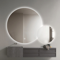 Miroir de salle de bain LED double rond combiné, mural, à commande tactile, anti-buée, miroir de vanité intelligent pour la maison, l'hôtel, la salle de bain