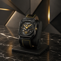 Montre mécanique automatique de luxe pour homme, personnalisable avec logo OEM, boîtier en silicone ajouré, résistance à l'eau 5 ATM
