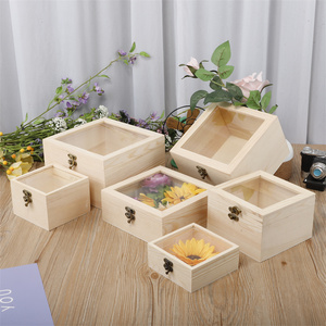 Cheap clear glass covered wooden box Pine gift box Storage box Holiday handmade wooden crafts