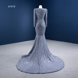 Robe de soirée sirène à manches longues avec perles et paillettes de haute qualité RSM67272 - Product Image 3
