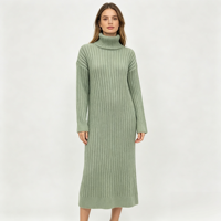 Robe longue en maille côtelée noire de haute qualité pour femme, personnalisable OEM & ODM, collection Gillian Midi, vente en gros