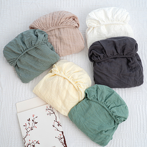 Sábana Ajustable de Cuna Impermeable de Algodón Puro Crepé Premium para Todas las Estaciones, Funda de Colchón de Muselina para Bebé, Varios Colores - Product Image 6