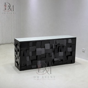 Mesa de Bar Desmontable de Lujo con Panel de Mosaico de Acero Inoxidable Negro y Cubierta de Vidrio Templado Espejado - Product Image 2