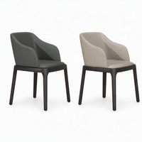 Fauteuil de salle à manger élégant en bois massif, rembourré en PU, minimaliste, avec dossier intégré, pour villa, hôtel, restaurant, personnalisable OEM