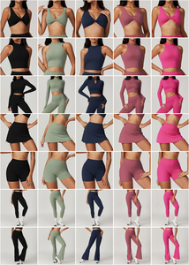 ODM Customizable Breathable High Support <b>Women's</b> Gym Fitness Set Sports Bra Tank Top Vest Skirt <b>Leggings</b> Biker Shorts Yoga Flare - Product Image 6