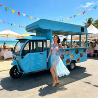 Constructeur mondial d'infrastructure mobile pour entreprises, pour Foodtruck Blue Carritos, construction en acier inoxydable, suivi GPS, utilisation extérieure