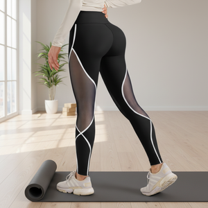 Pantalones de Yoga Sencillos de Malla Sólida, Estilo Europeo Americano, Cintura Alta, Levanta Glúteos, Cintura Elástica, Largo Completo, Ecológicos y Transpirables para Mujer - Product Image 4