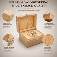 Boîte de présentation de montres en bois massif écologique de haute qualité avec charnières en métal antirouille pour montres