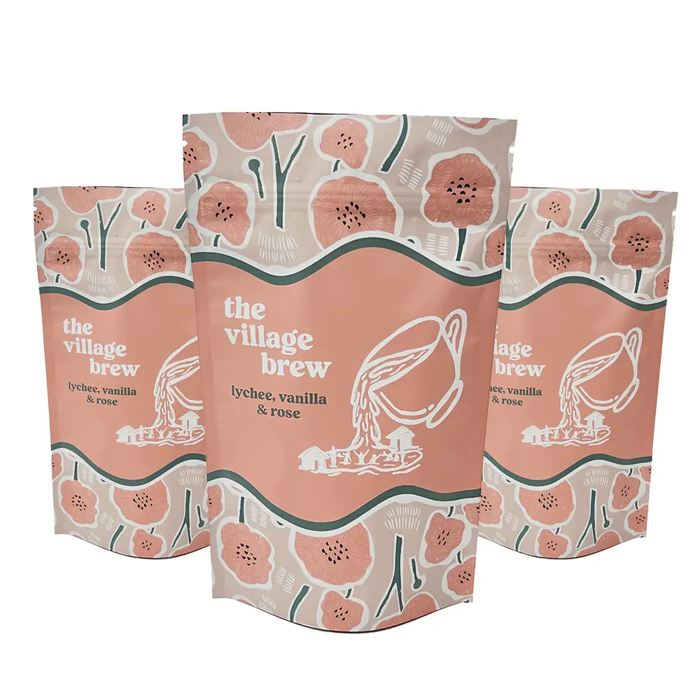 Resealable कस्टम मुद्रित खाद्य ग्रेड चाय पैकेजिंग बैग के लिए ज़िप ताला पाउच खड़े हो जाओ, चिप्स नमकीन खाद्य बैग