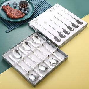 Juego de Cucharas Estilo Coreano de Acero Inoxidable Alemán 304, 6 Piezas, Caja de Regalo, Duraderas, para Restaurante, con Mango Largo, para Sopa y Arroz - Product Image 1