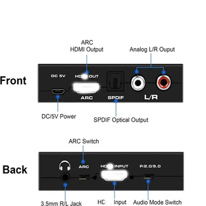 Extracteur audio HDMI 2.0b compatible HDCP2.2 en métal 4K 60Hz avec sortie <span class=keywords><strong>ARC</strong></span> SPDIF <span class=keywords><strong>RCA</strong></span> 3,5 mm pour barre de son, amplificateur et décodeur HDTV - Product Image 4