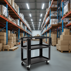 Carrito de Almacenamiento USAG de 3 Niveles, Metálico Negro con Ruedas para Logística de Almacén - Product Image 3