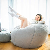Fauteuil géant en forme de pouf de 7 pieds au design moderne, canapé en mousse, fauteuil surdimensionné pour salon, en flanelle compressée