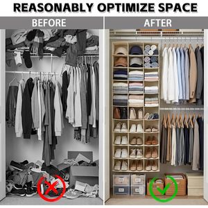 Hanging Shoe Organizer 30 Sections 33x15x85cm Non-Woven Fabric Closet Storage <b>Shelves</b> Space Saving Behind Door - Product Image 6