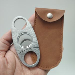 Double <b>Edged</b> Stainless Steel Cigar <b>Cutter</b> 9cm X 4cm Damask Pattern Retro Style For Smoking Accessories - Product Image 3