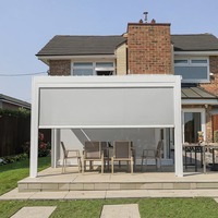 Pergola cantilever rétractable en aluminium pour jardin, terrasse, balcon, avec écran à lames manuel, éco-responsable