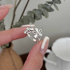 Yinruitai S925 Sterling Silver Flower <b>Open</b> <b>Ring</b> For Women Everyday Wear Korean Retro Style - Product Image 2