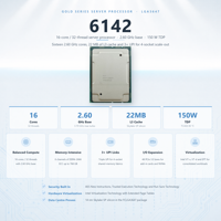 6142 Server CPU 16 Core 2.6GHz LGA3647 22MB SR3AY 150W PCIe ECC RDIMM Server Jaringan Chassis Blade