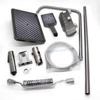 Système de douche haute pression de luxe gris chromé avec touches de piano, ensemble de douche pluie en aluminium avec valve en céramique pour salles de bain de villas