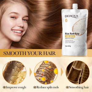 La nueva mascarilla para el cabello BIOAQUA Rice Protoplasm de etiquetas privadas es esponjosa y nutre repara el cabello dañado e ilumina el color del cabello - Product Image 6