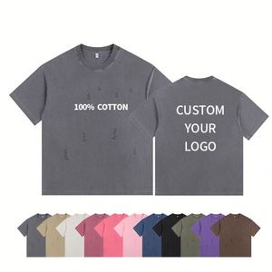 T-shirt tissé délavé style vintage 2025 100% Coton Écologique Coupe Ample Tendance Manches Courtes Streetwear Rétro Effet Usé Décontracté - Product Image 2