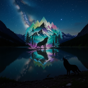 Camiseta de manga larga con gráfico de Wolf Forest Moon Cosmic Howling Wolf Lover - Product Image 3