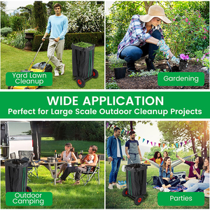 Porte-sac <span class=keywords><strong>poubelle</strong></span> en métal JH-Mech durable 33-65 gallons grandes roues support de sac <span class=keywords><strong>poubelle</strong></span> en acier <span class=keywords><strong>sur</strong></span> roues pour le nettoyage de la pelouse - Product Image 3