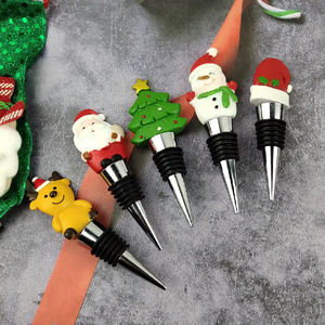 Christmas Themed Wine Bottle Stoppers Resin Santa Snowman Reindeer Tree Design For Holiday Decorations - Product Image 2